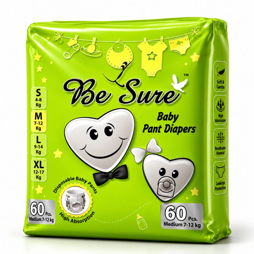 Besure Pant Baby Diaper - 60pcs- Medium